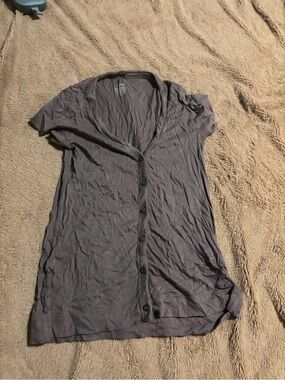 Mossimo Supply Co. Gray Button‑Front Short Sleeve Cardigan